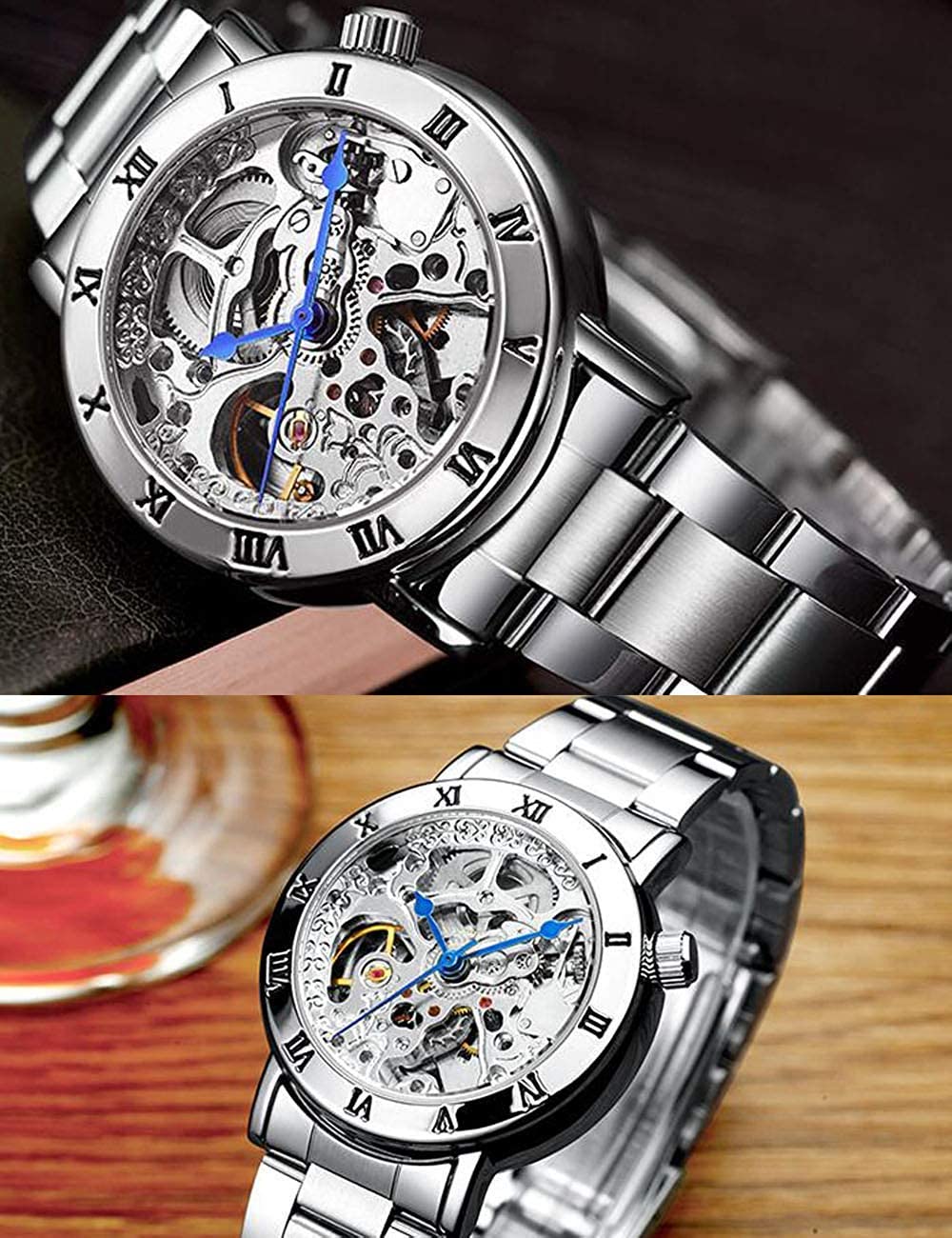 FORSINING Women's Automatic Skeleton Watch – Silver Bracelet