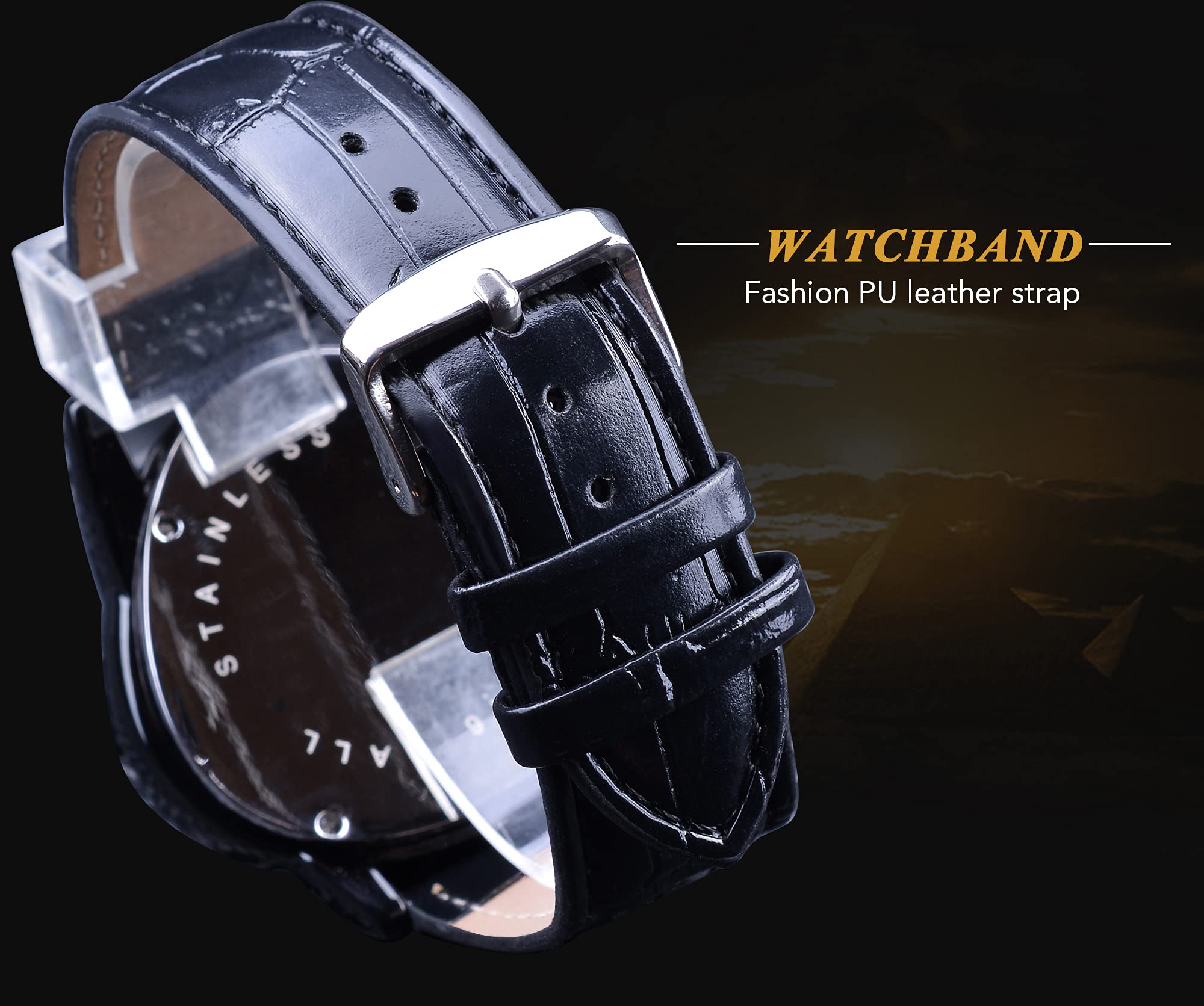 WINNER Men's Automatic Skeleton Watch – Triangular Racing Dial