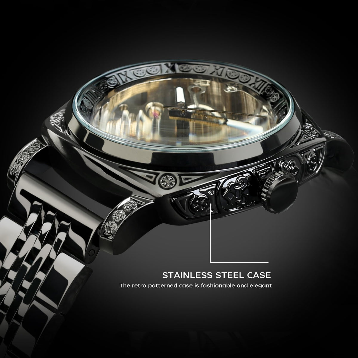 FORSINING Men's Automatic Skeleton Watch – Square Case