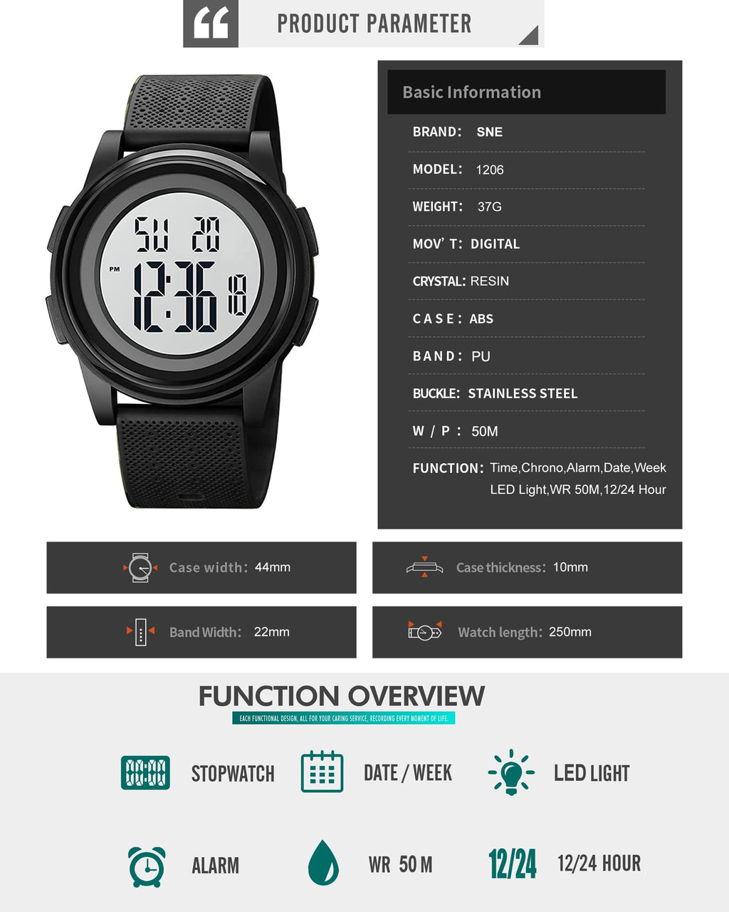 Unisex Ultra-Thin Digital Sports Watch