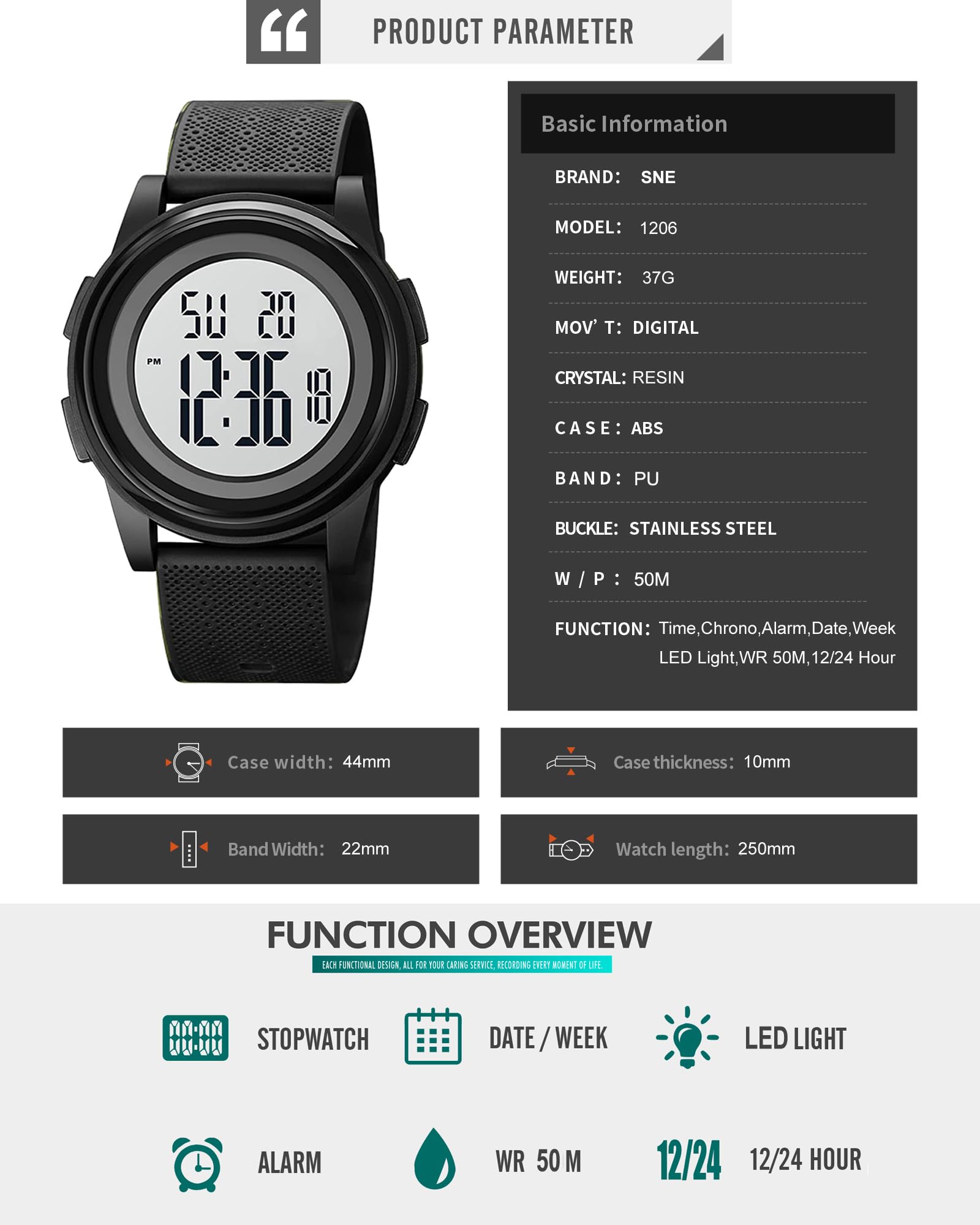 Unisex Ultra-Thin Digital Sports Watch