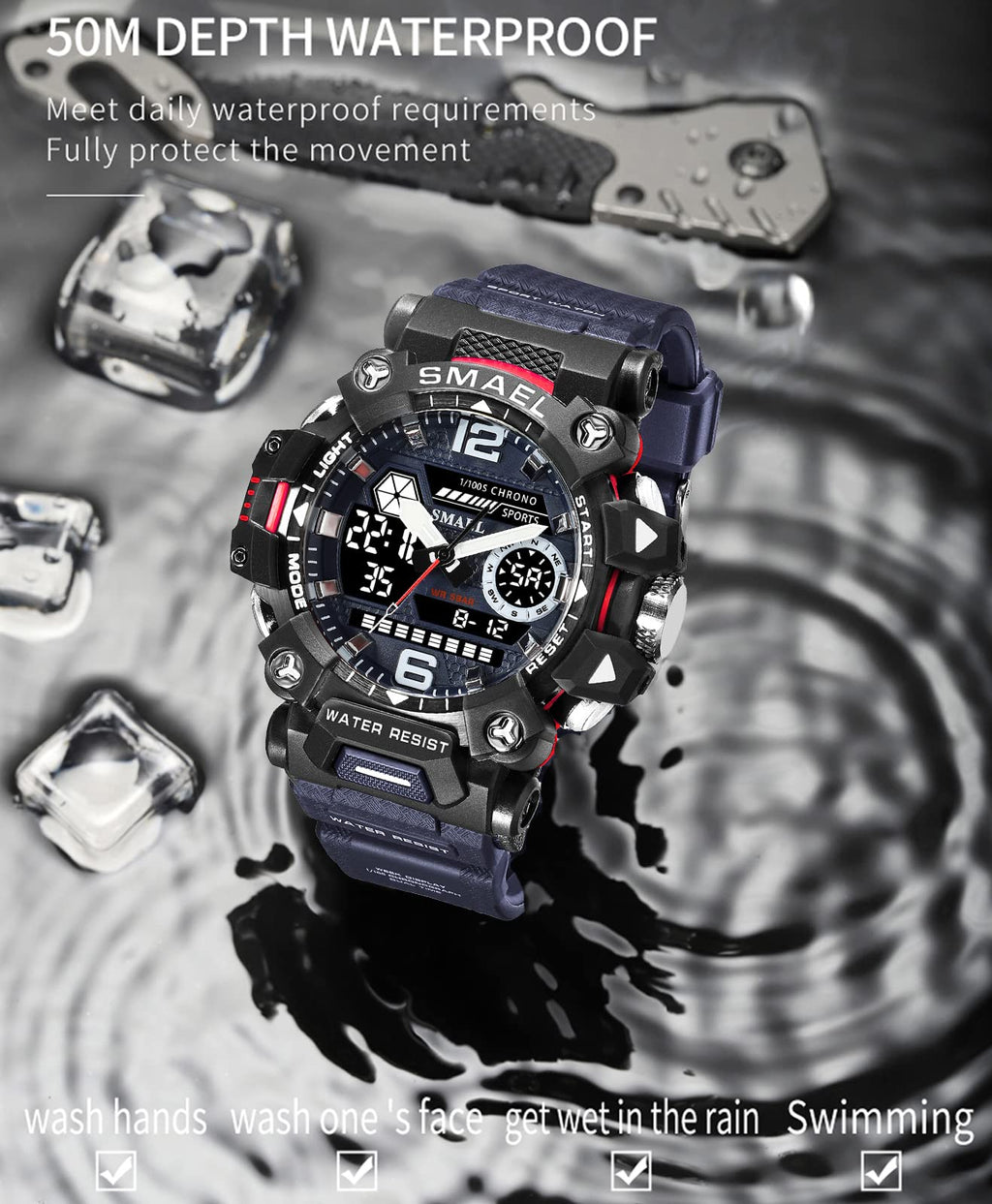 SMAEL Men's Analogue-Digital Military Sports Watch