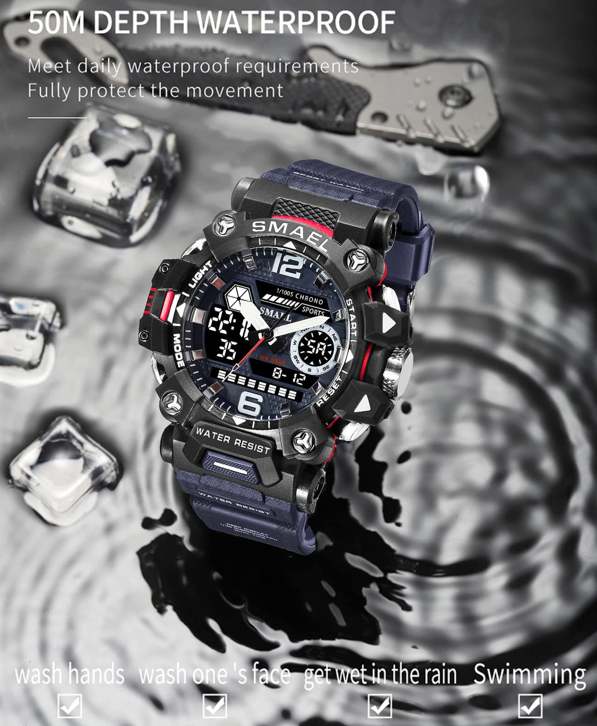 SMAEL Men's Analogue-Digital Military Sports Watch