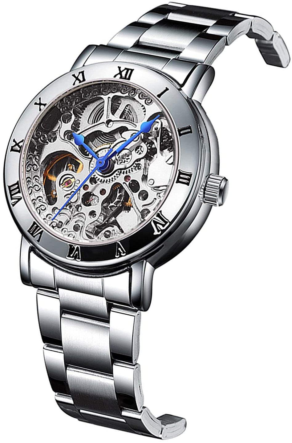 FORSINING Women's Automatic Skeleton Watch – Silver Bracelet