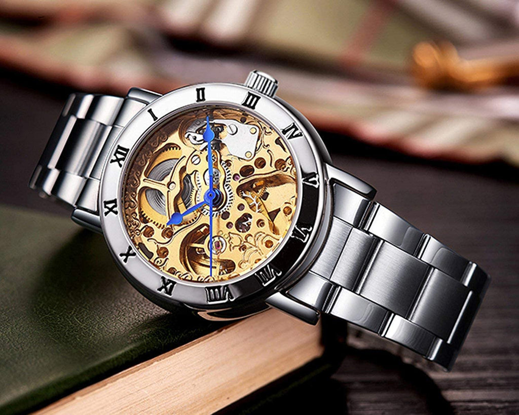 FORSINING Women's Automatic Skeleton Watch – Silver Bracelet