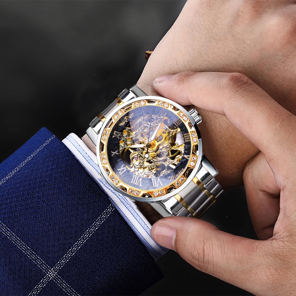 FORSINING Men's Manual-Wind Skeleton Watch – Floral Dial