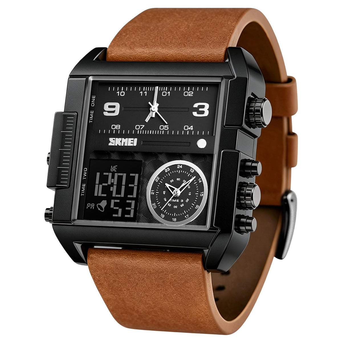 SKMEI Men's Square Analogue-Digital Multi-Time Sports Watch