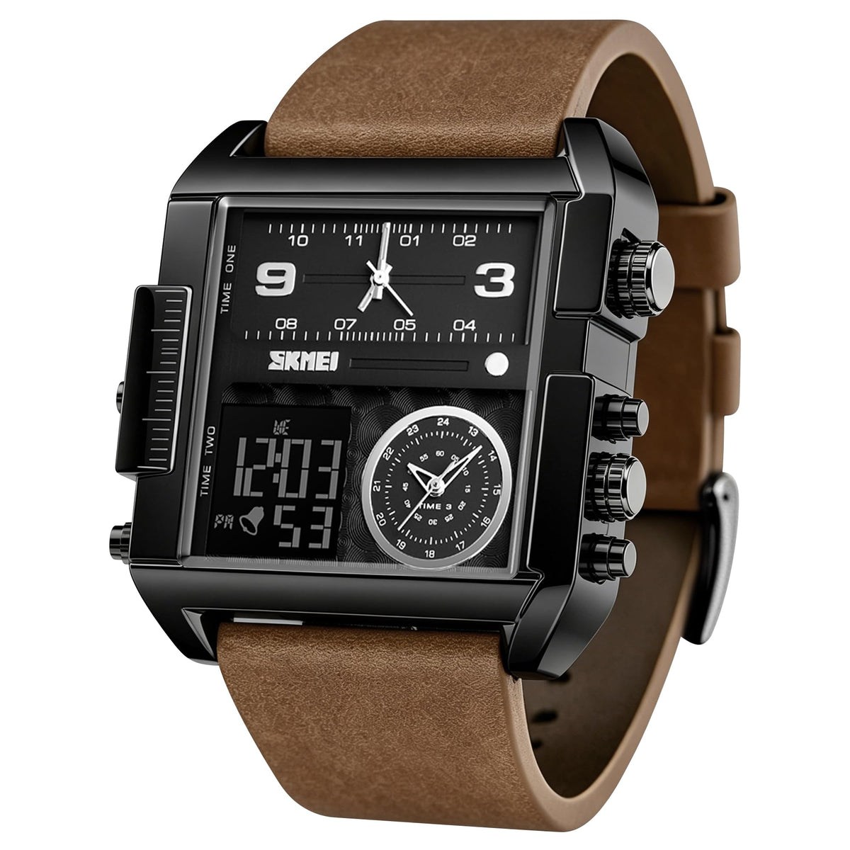 SKMEI Men's Square Analogue-Digital Multi-Time Sports Watch