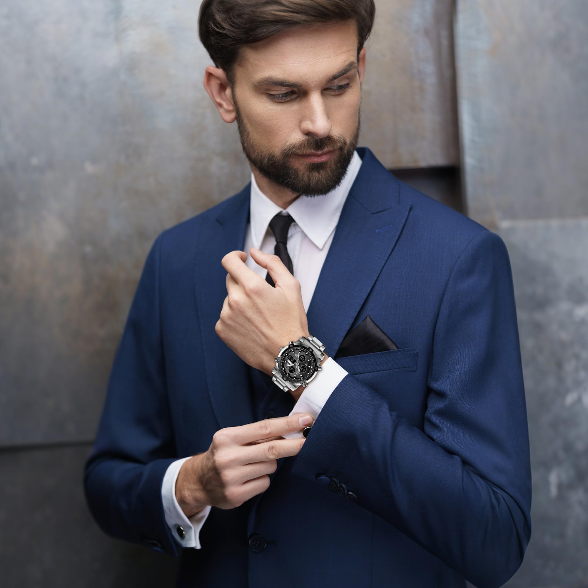 SKMEI Men's Analogue-Digital Quartz Watch – Stainless Steel Bracelet