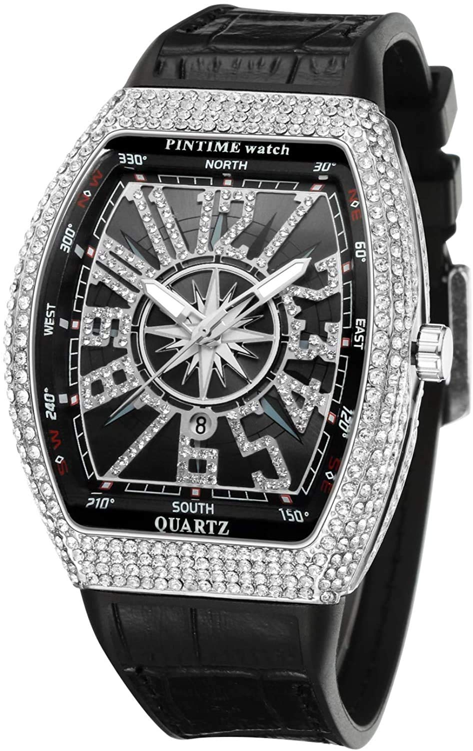 FANMIS Men's Rectangular Quartz Watch – Rhinestone Case