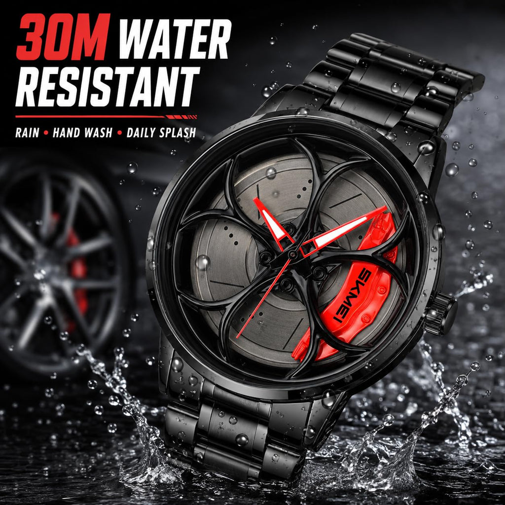 SKMEI Men's 3D Spinning Car-Wheel Quartz Watch