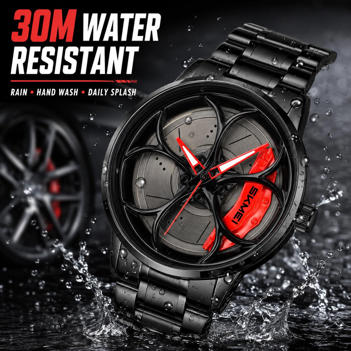 SKMEI Men's 3D Spinning Car-Wheel Quartz Watch