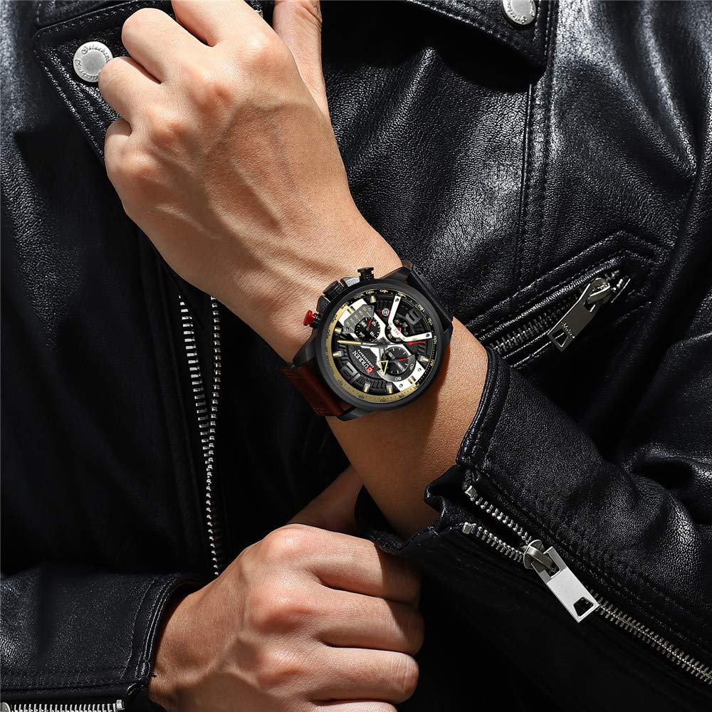 CURREN Men's Quartz Chronograph Watch – Blue Leather Strap