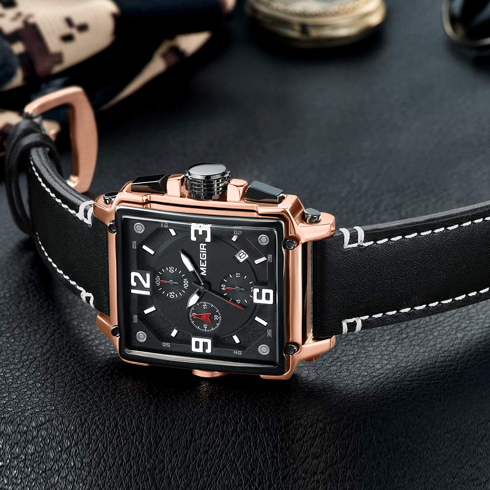 MEGIR Men's Quartz Chronograph Watch – Leather Strap