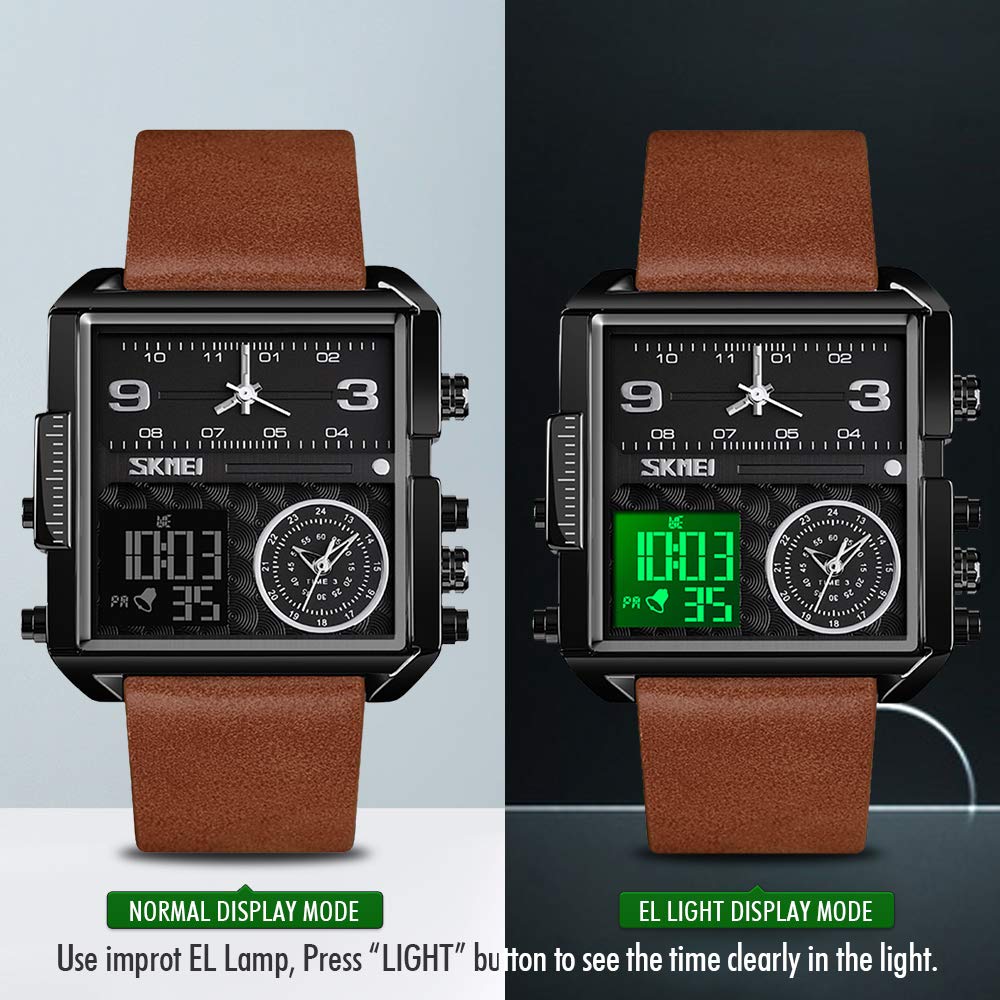 SKMEI Men's Square Analogue-Digital Multi-Time Sports Watch