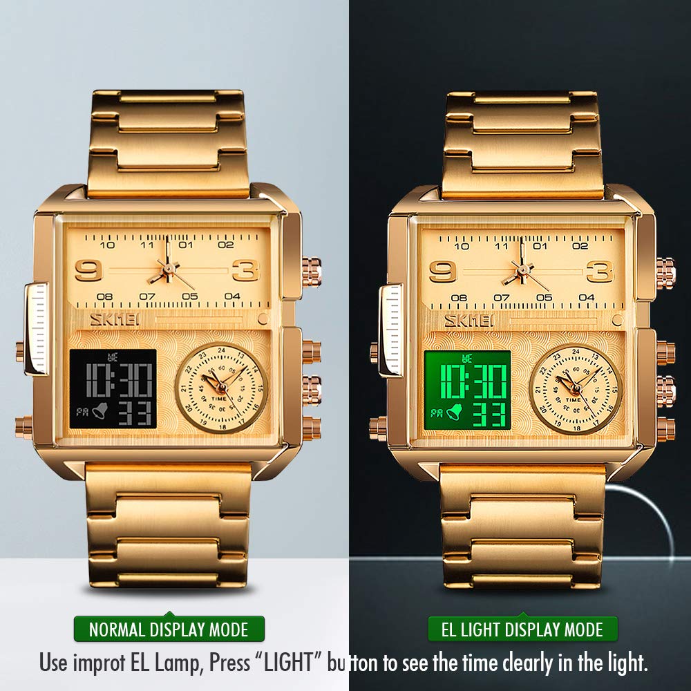 SKMEI Men's Square Analogue-Digital Multi-Time Sports Watch