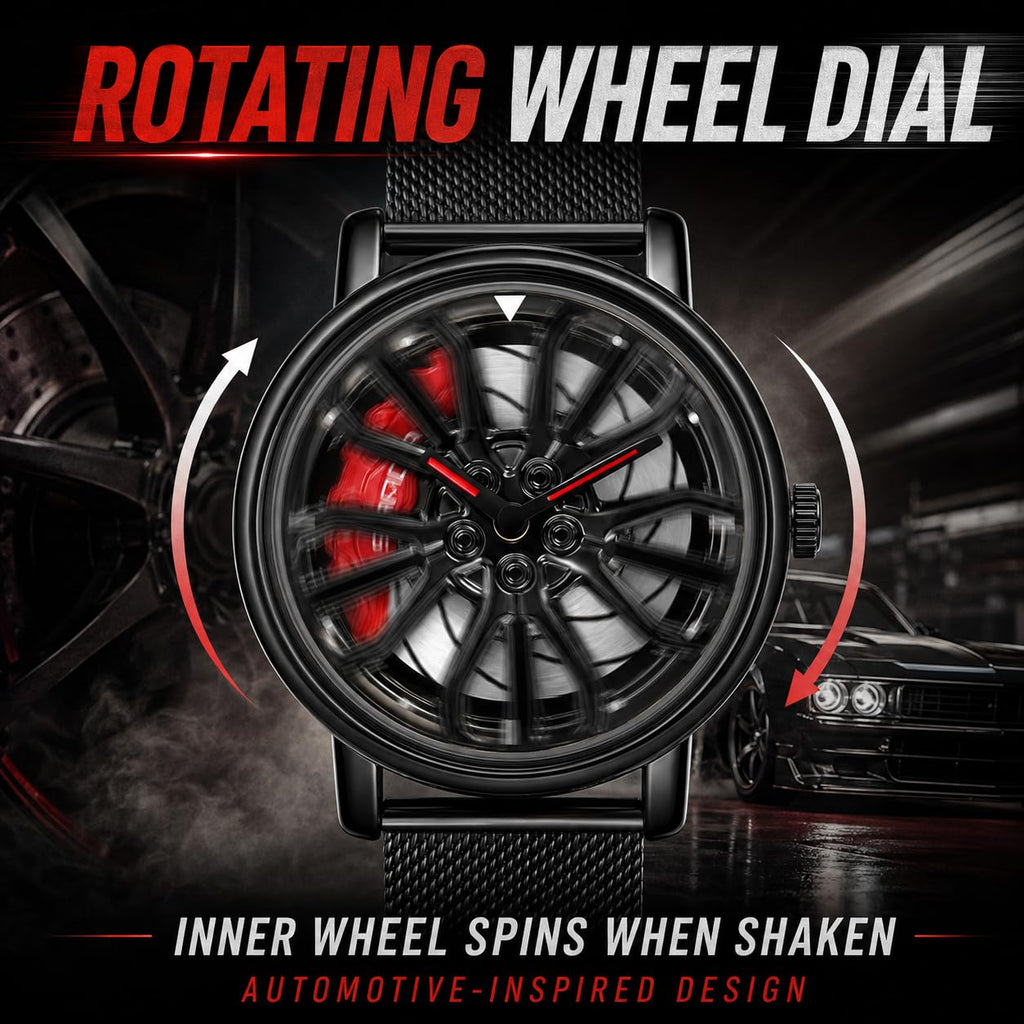 SKMEI Men's 3D Spinning Car-Wheel Quartz Watch