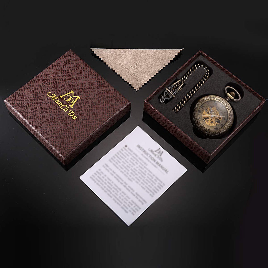 Men's Bronze Manual-Wind Half-Hunter Pocket Watch