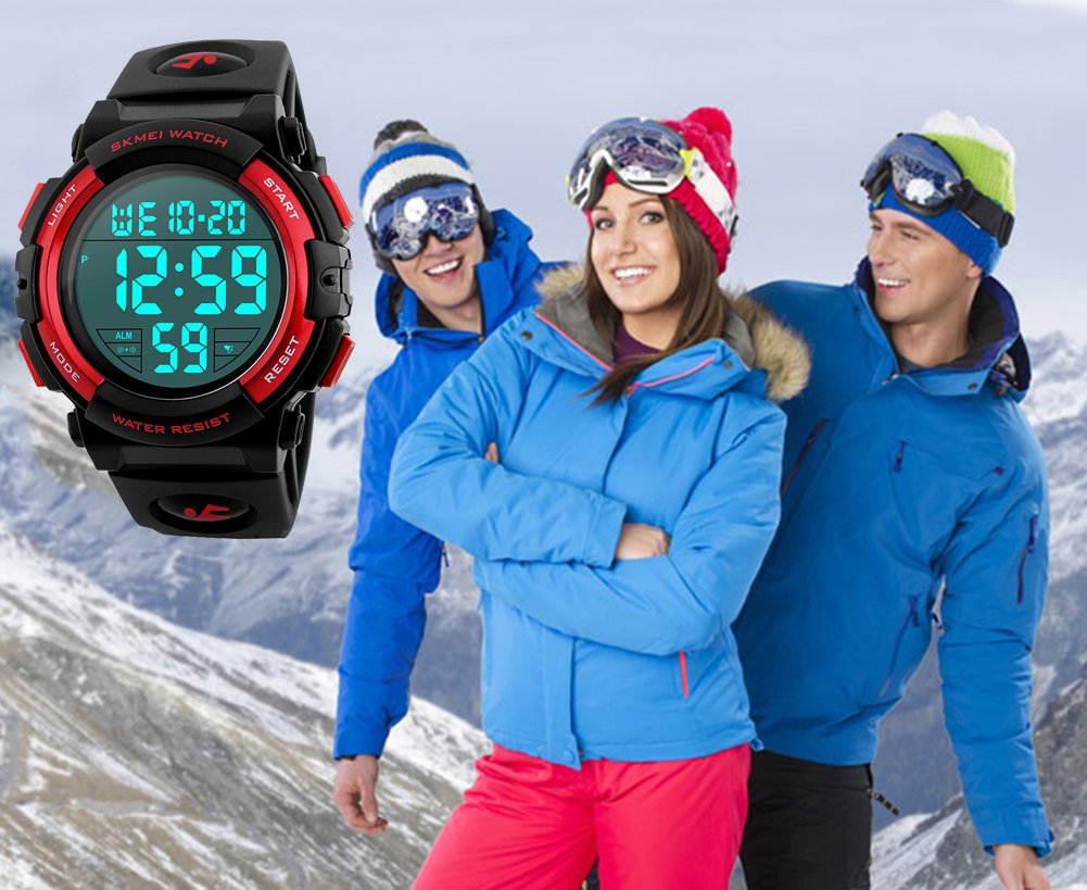 SKMEI Men's Large Display Digital Sports Watch - Red