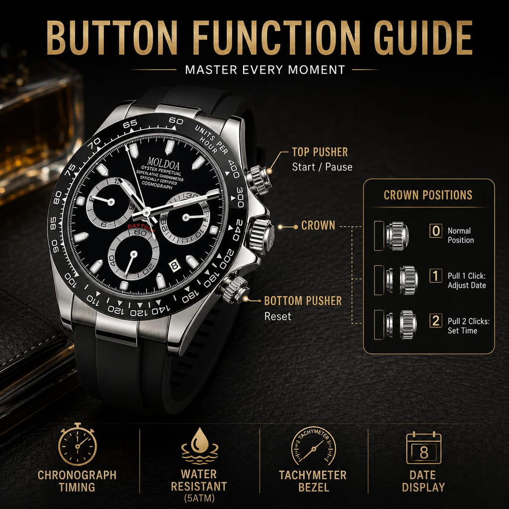 Moldoa Men's Japanese Quartz Chronograph Watch – Panda Dial