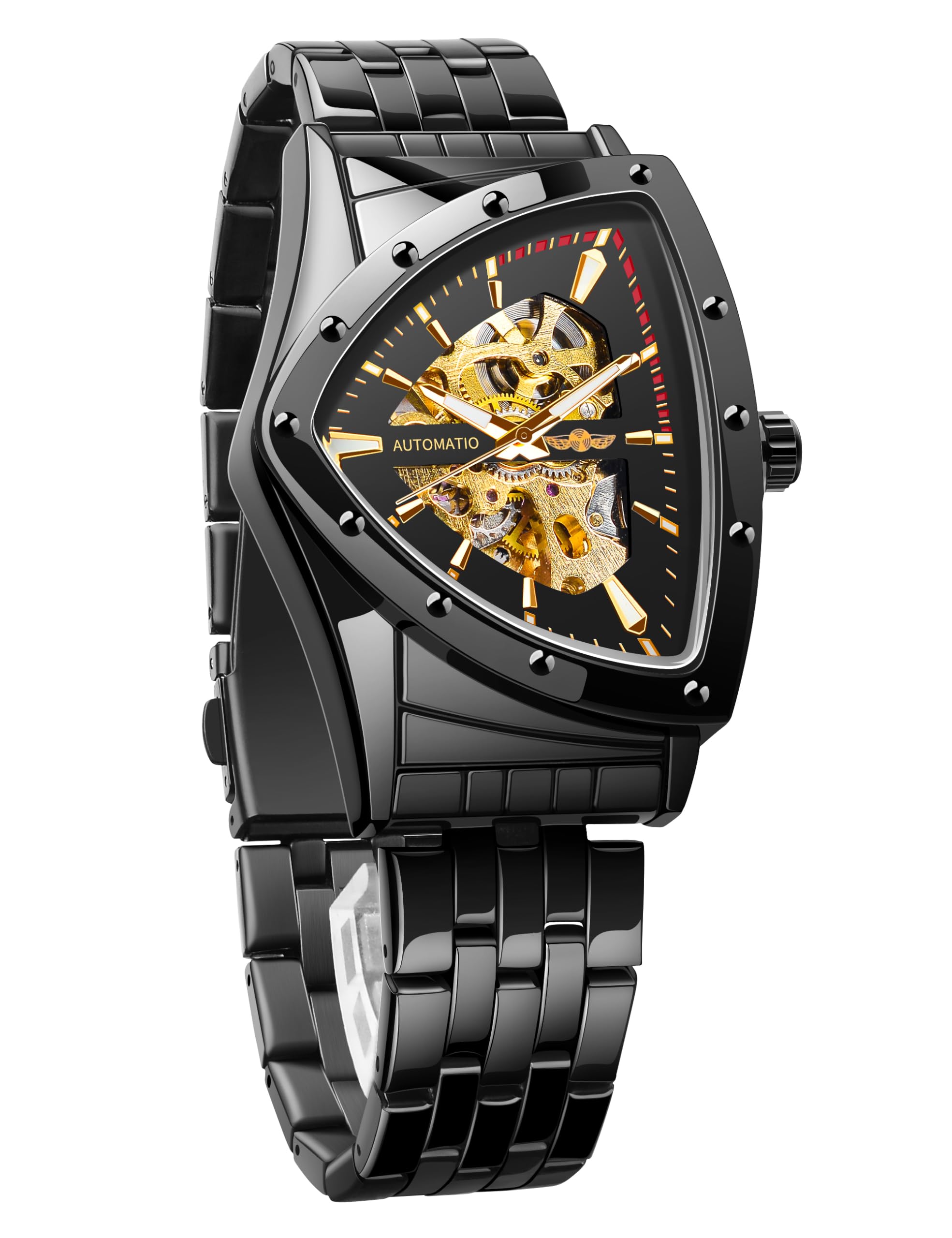 FORSINING Men's Automatic Skeleton Watch – Triangular Dial