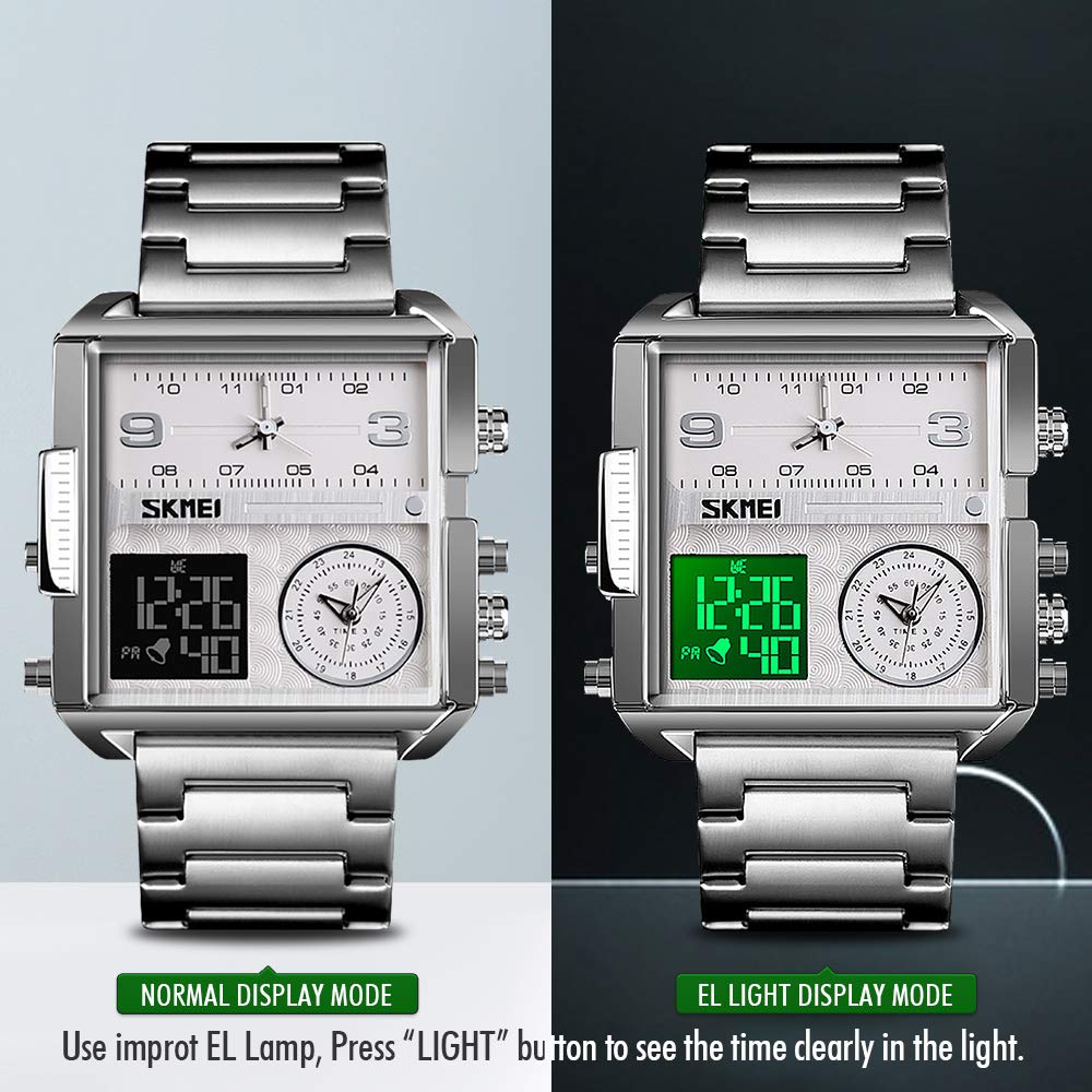 SKMEI Men's Square Analogue-Digital Multi-Time Sports Watch