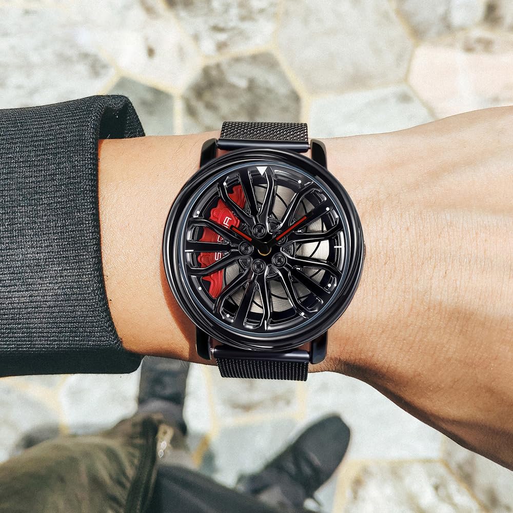 SKMEI Men's 3D Spinning Car-Wheel Quartz Watch