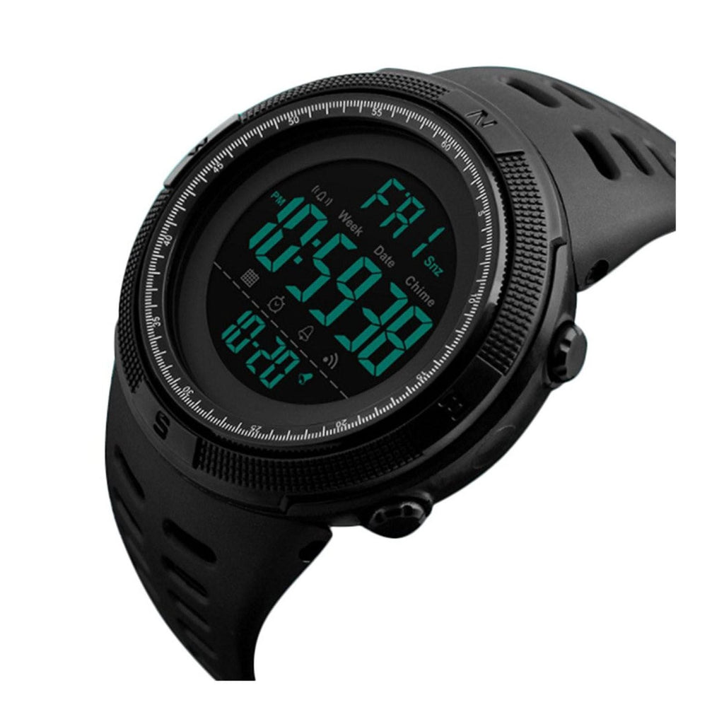 SKMEI Men's Large-Display Digital Sports Watch – Black Resin Strap