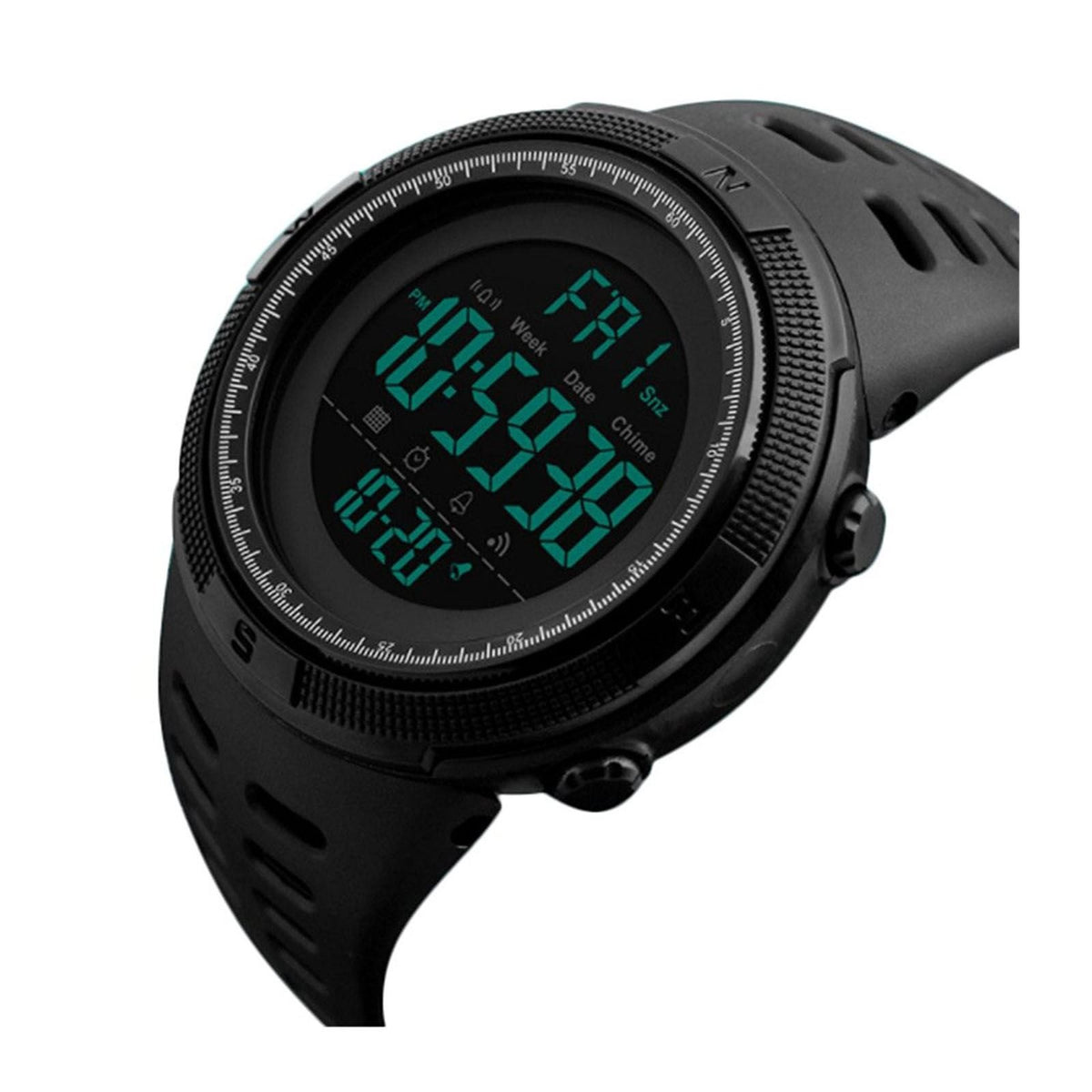 SKMEI Men's Large-Display Digital Sports Watch – Black Resin Strap