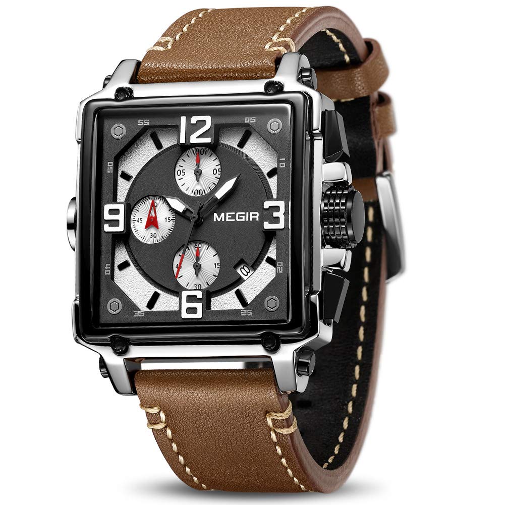 MEGIR Men's Quartz Chronograph Watch – Leather Strap