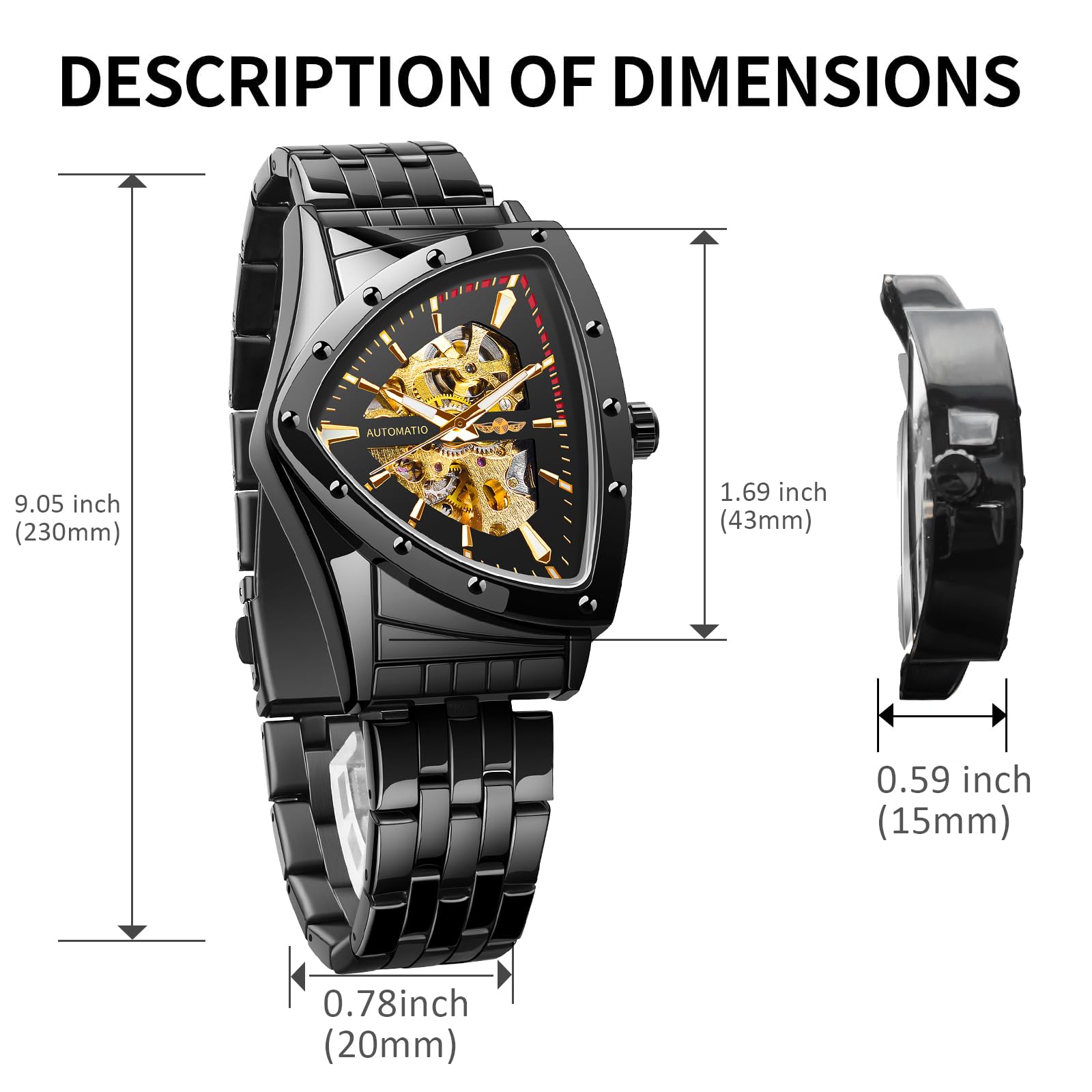 FORSINING Men's Automatic Skeleton Watch – Triangular Dial