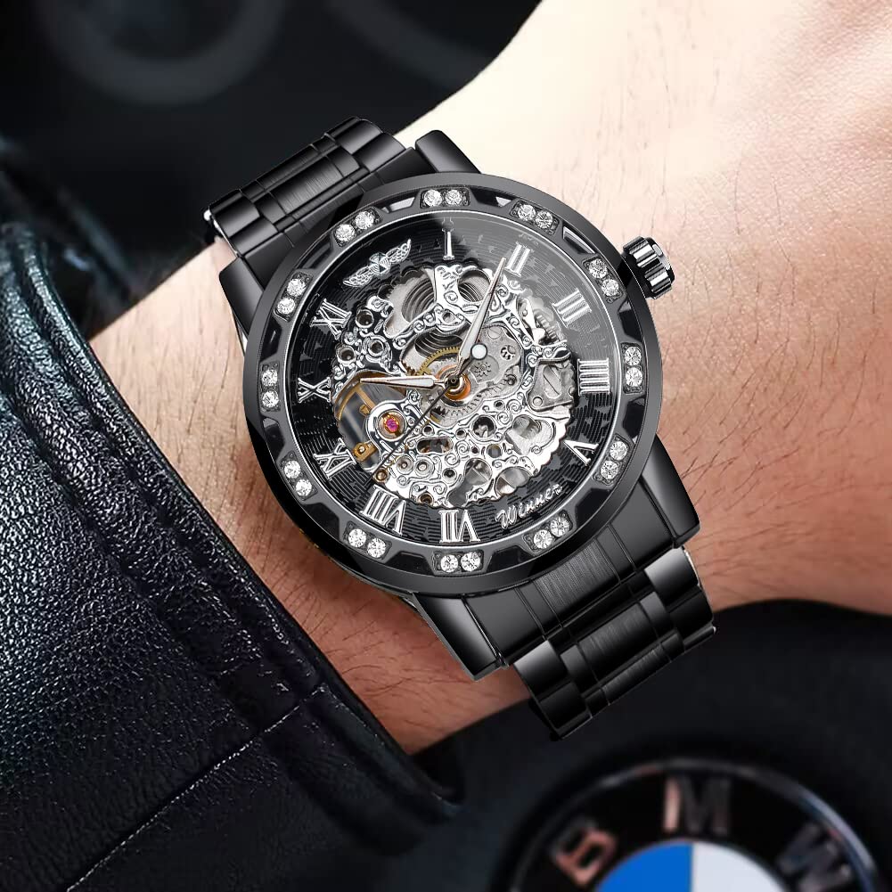 FORSINING Men's Manual-Wind Skeleton Watch – Floral Dial