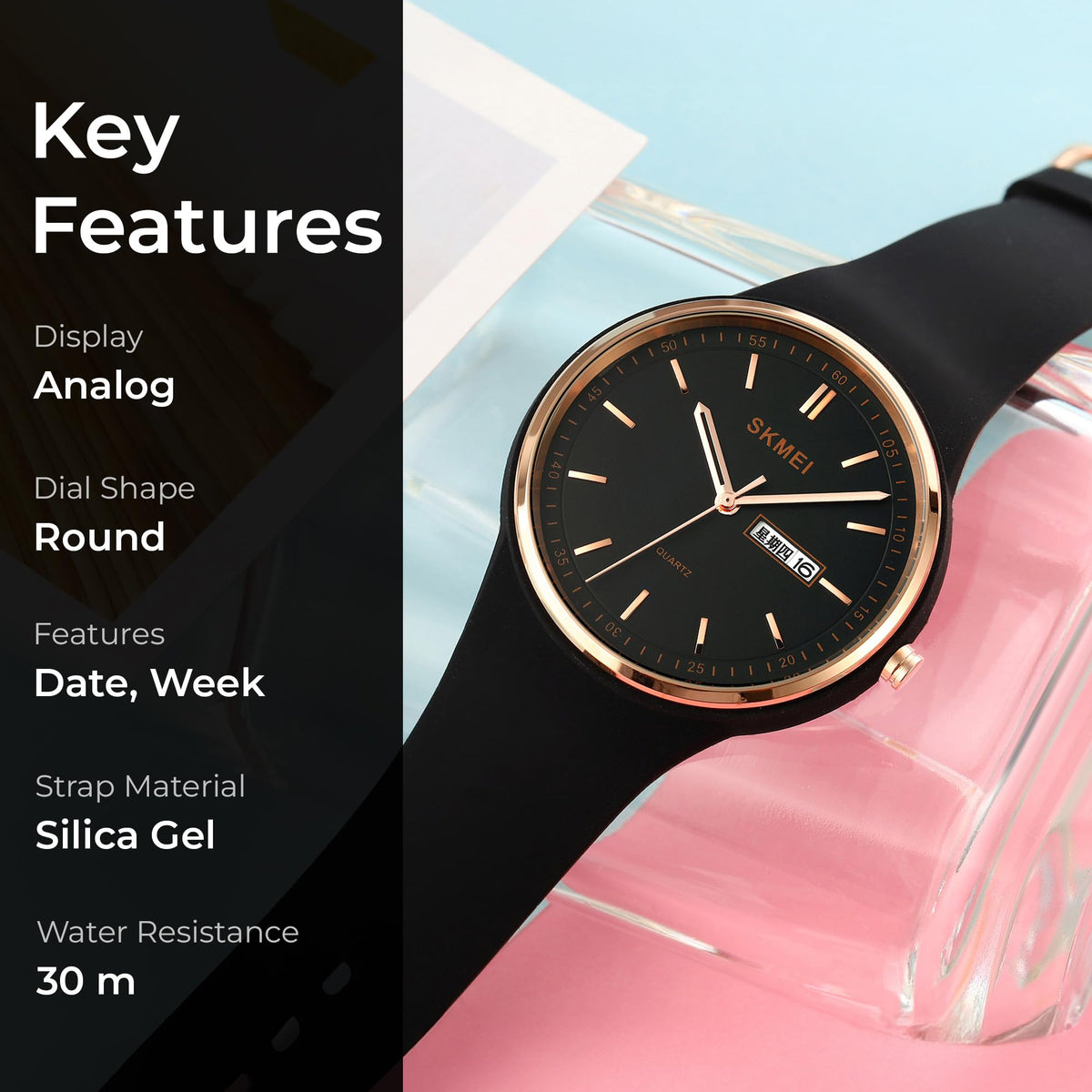 SKMEI Women's Japanese Quartz Sports Watch – Silicone Strap