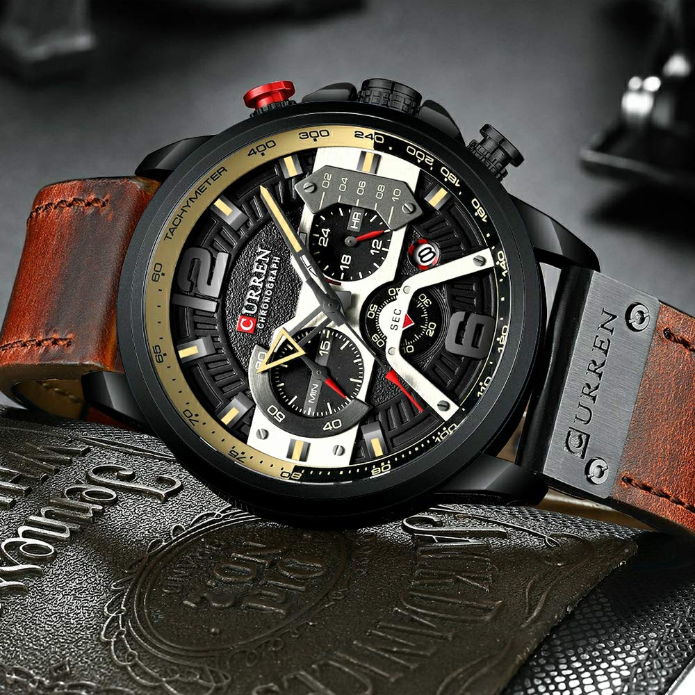 CURREN Men's Quartz Chronograph Watch – Blue Leather Strap
