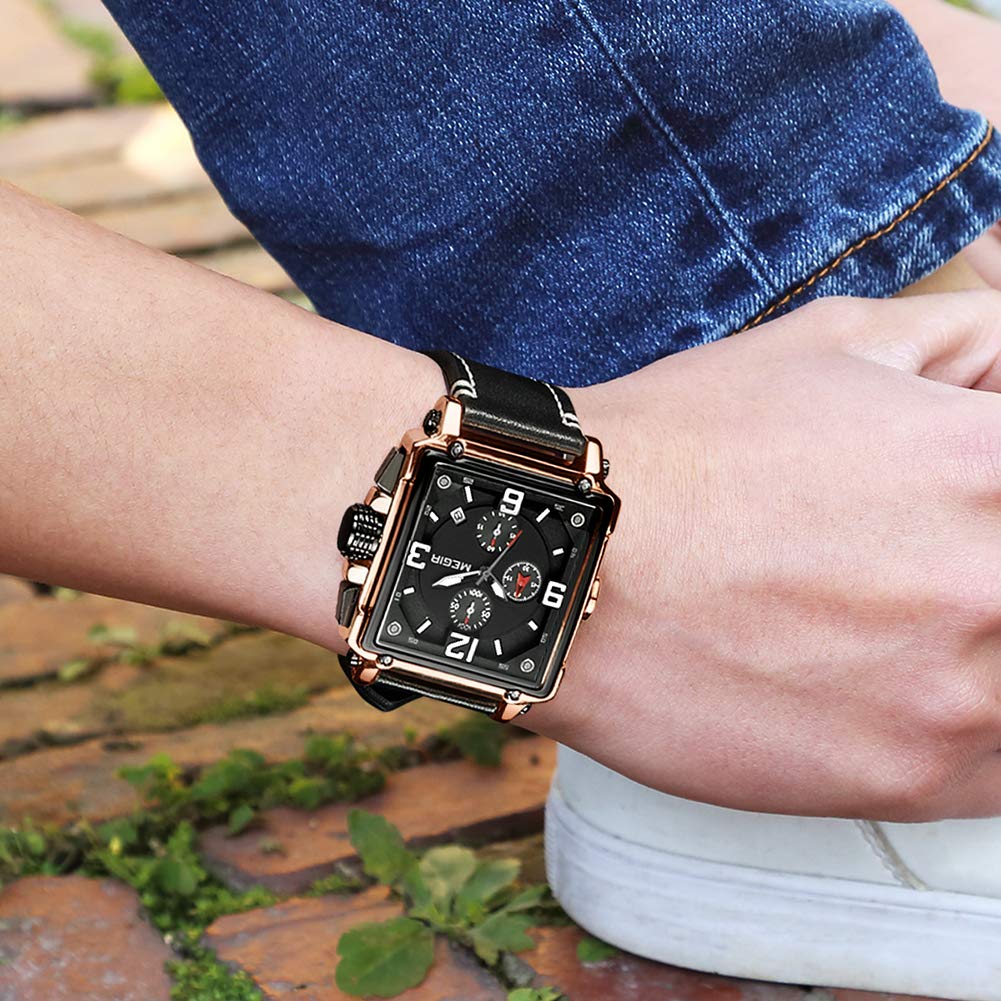 MEGIR Men's Quartz Chronograph Watch – Leather Strap