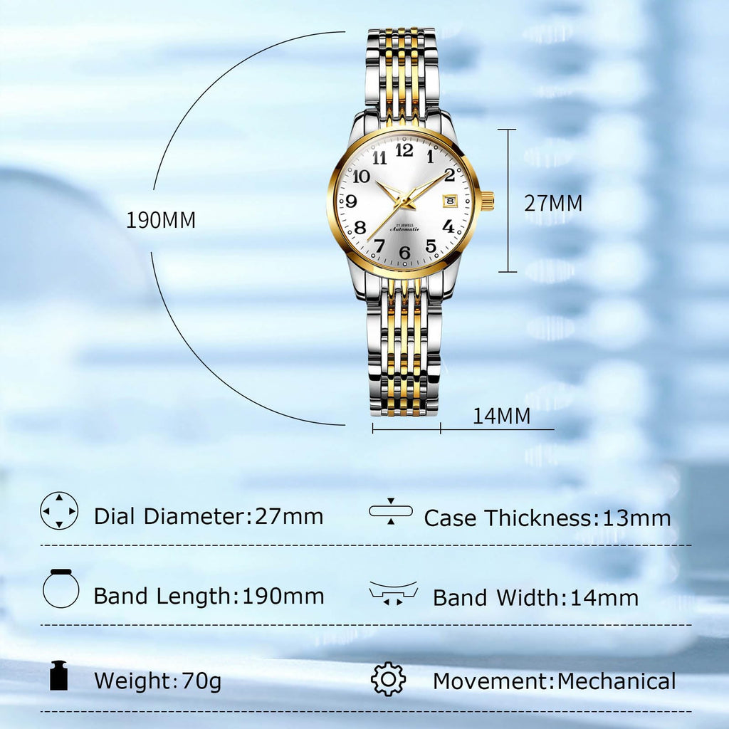 OLEVS Women's Automatic Stainless Steel Watch - White Dial A