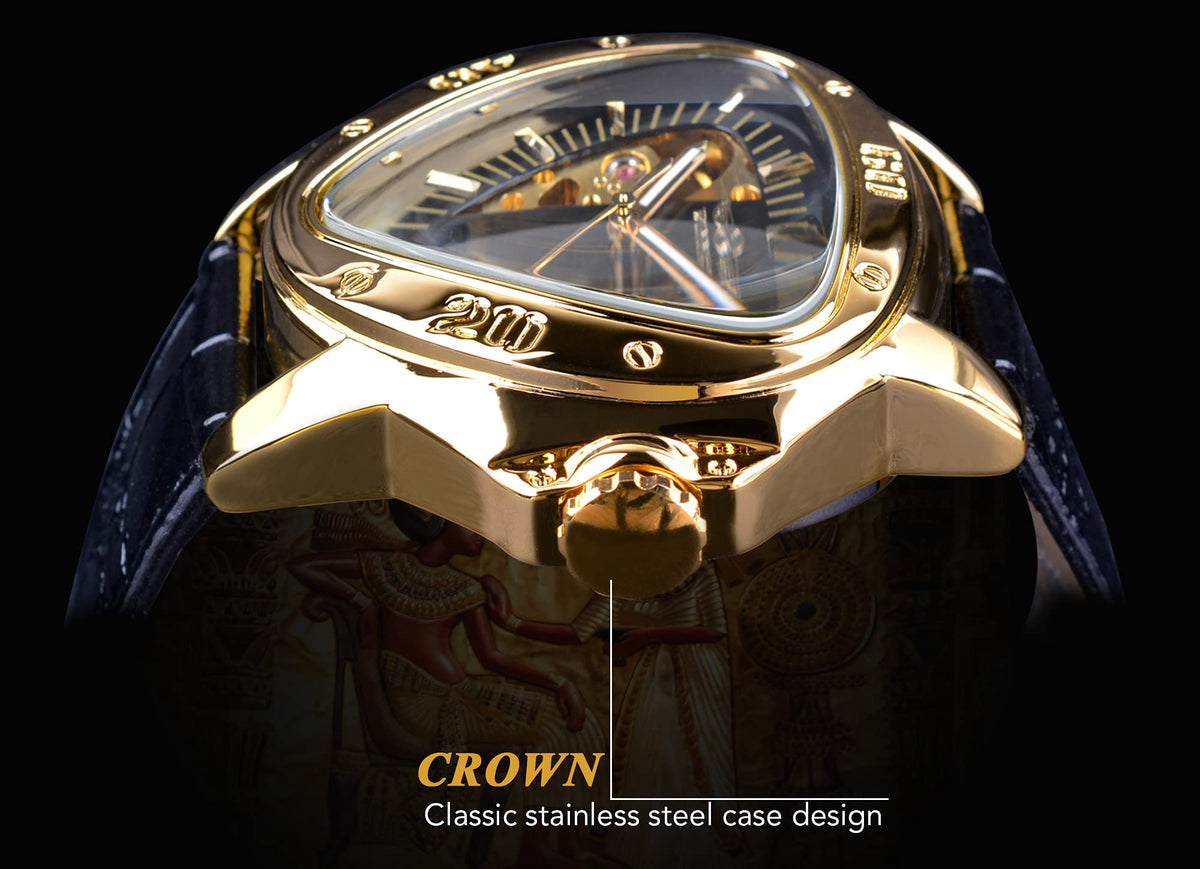 WINNER Men's Automatic Skeleton Watch – Triangular Racing Dial