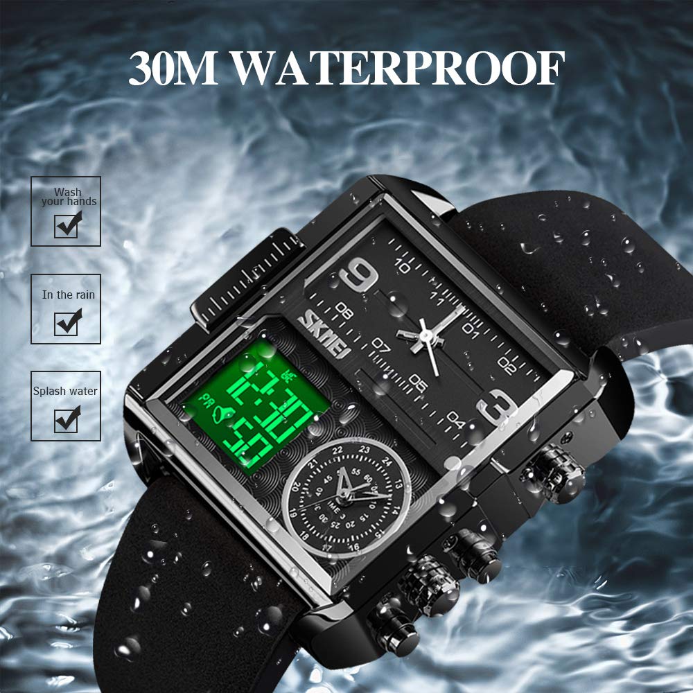 SKMEI Men's Square Analogue-Digital Multi-Time Sports Watch