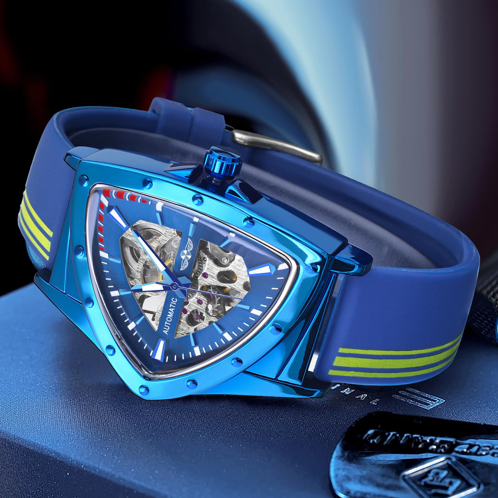 FORSINING Men's Automatic Skeleton Watch – Triangular Dial