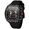 Mini Focus Men's Quartz Skeleton Chronograph Watch – Black Silicone Strap