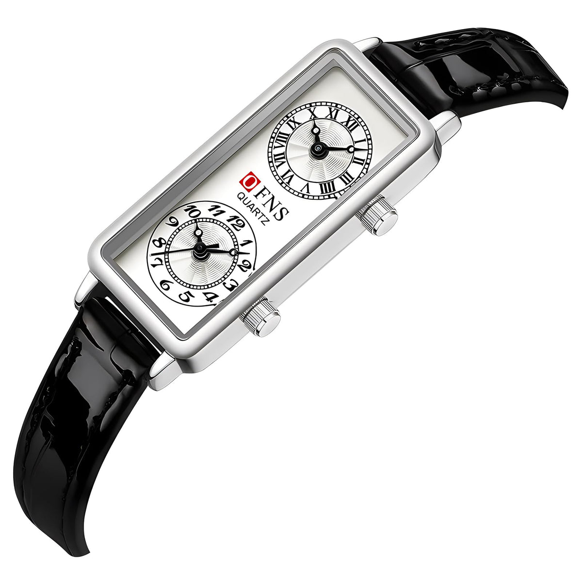 Women's Rectangular Dual-Time Quartz Watch