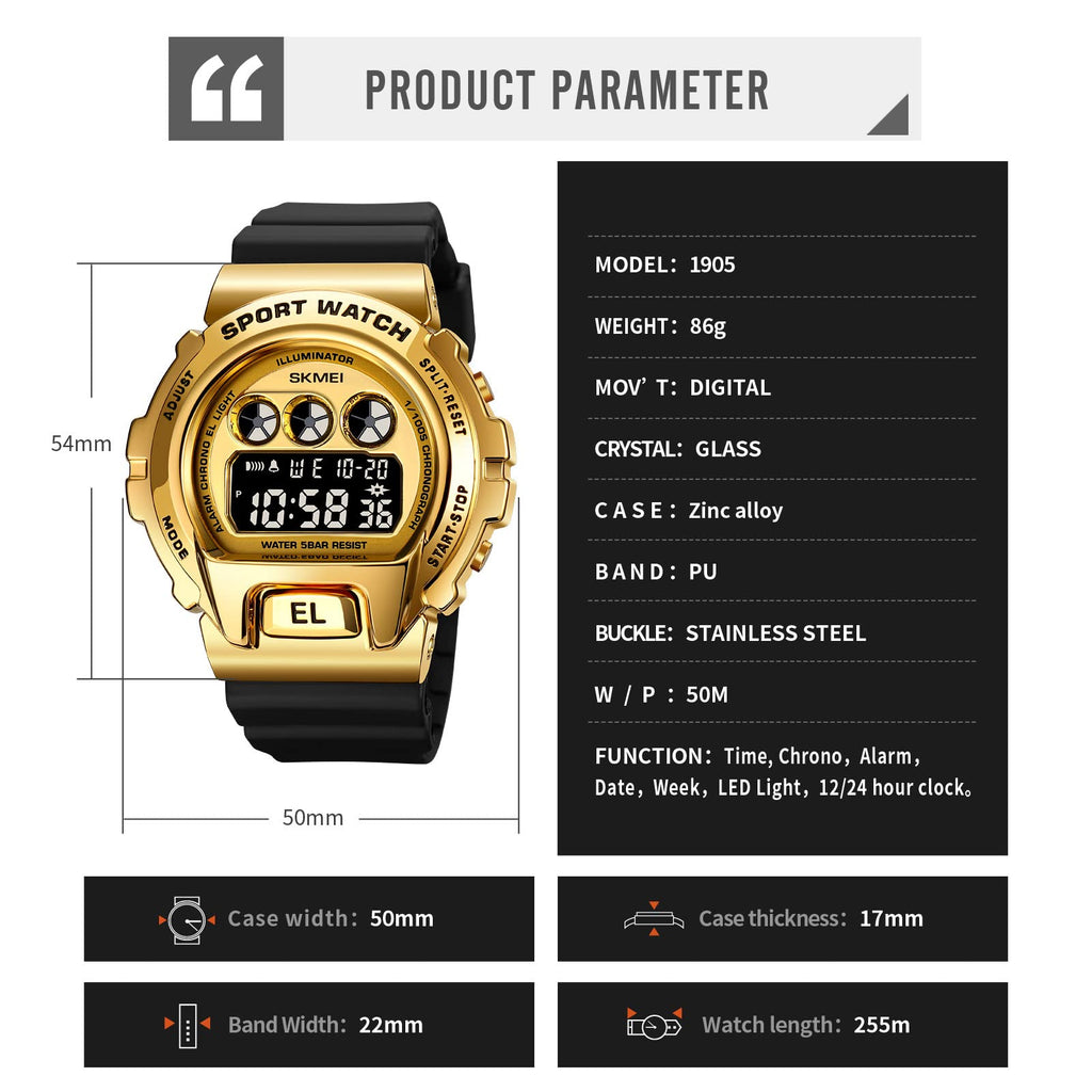 SKMEI Mens Digital Sports Watch – Dual Time