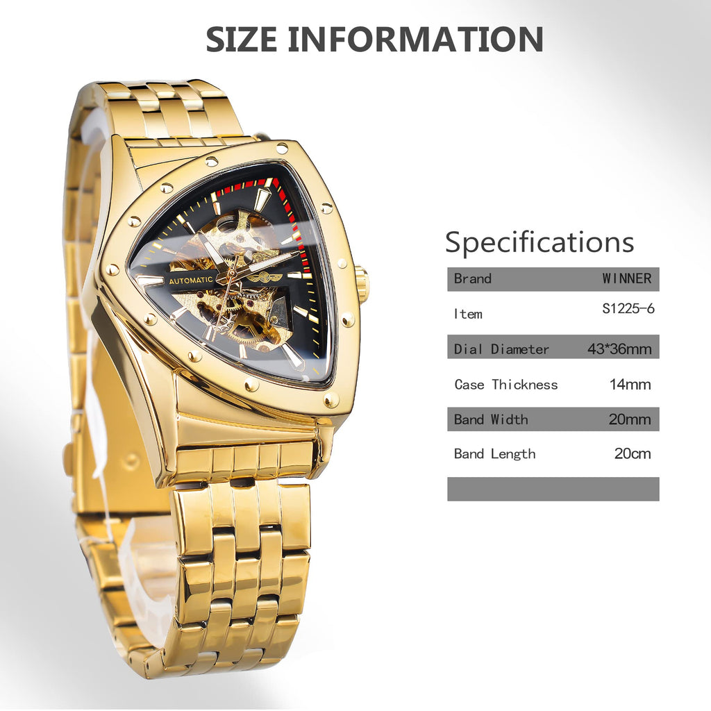 FORSINING Men's Automatic Skeleton Watch – Triangular Dial