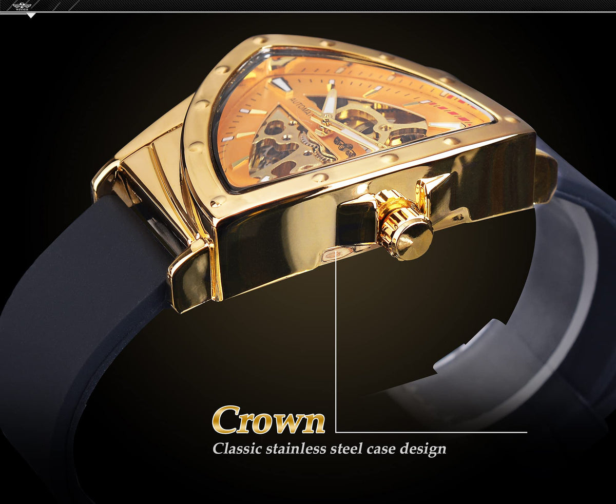 FORSINING Men's Automatic Skeleton Watch – Triangular Dial
