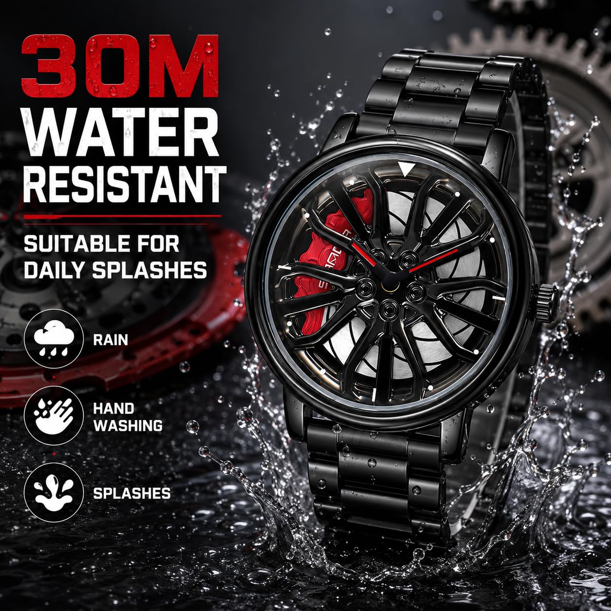SKMEI Men's 3D Spinning Car-Wheel Quartz Watch