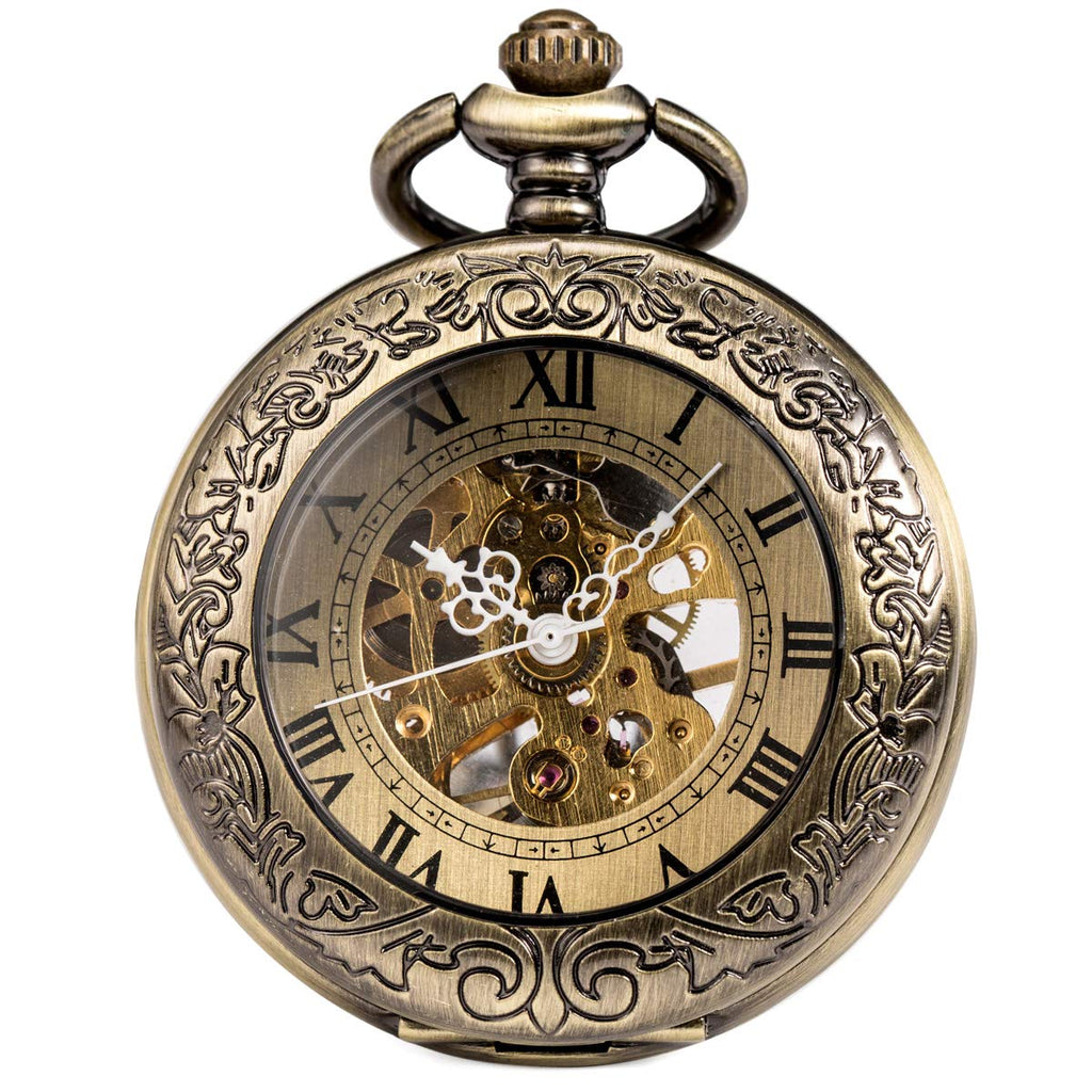 Men's Bronze Manual-Wind Half-Hunter Pocket Watch