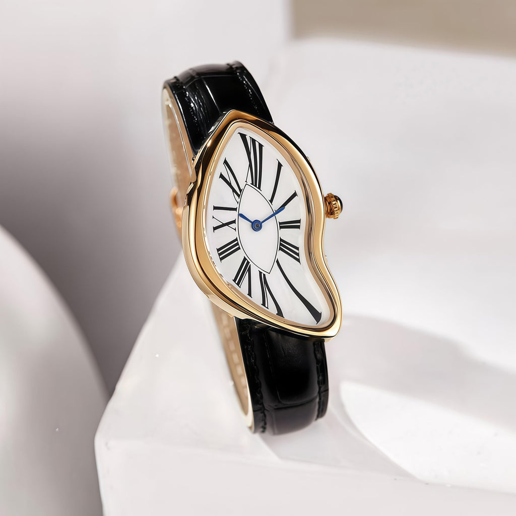 Men's Melting Dial Quartz Watch - Leather Strap