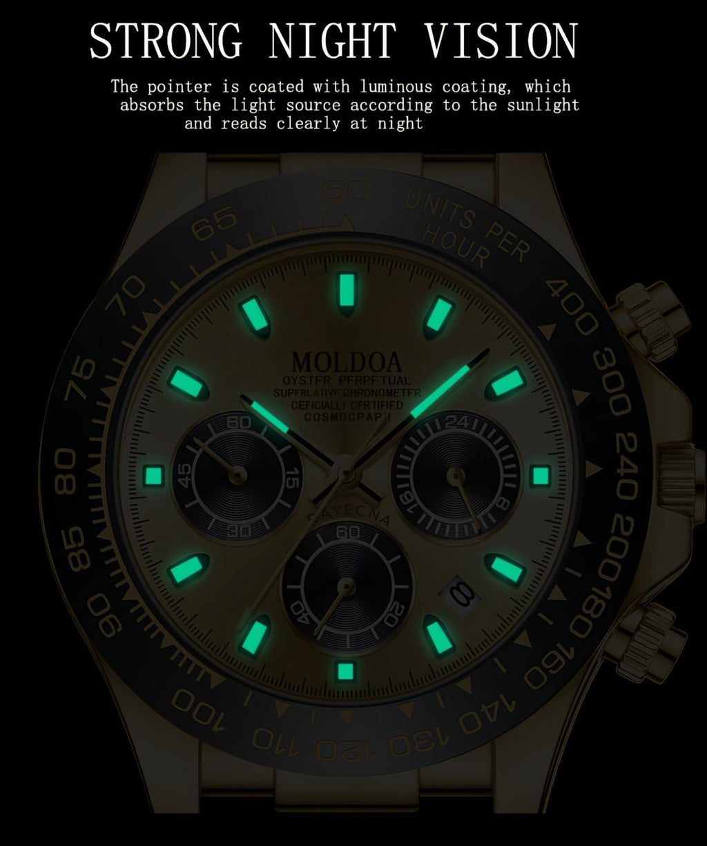 Moldoa Men's Japanese Quartz Chronograph Watch – Panda Dial