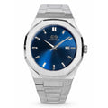 Stretone Men's Stainless Steel Octagonal Quartz Watch Blue Dial
