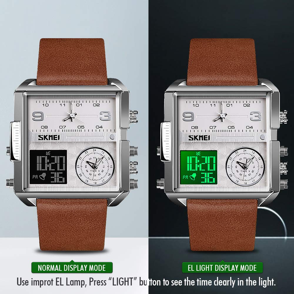 SKMEI Men's Square Analogue-Digital Multi-Time Sports Watch